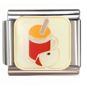 Red Cup & Apple Slice Design Italian Charms Bracelet