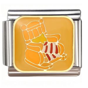 Yellow Animal in Orange Rocking Chair Italian Charms Bracelet