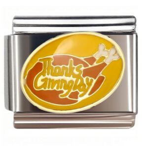 ThanksGiving Turkey Art Italian Charms Bracelet