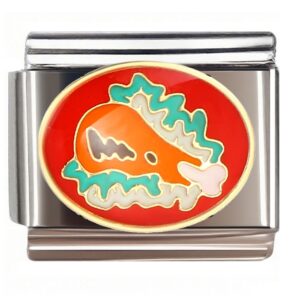 Orange Cartoon Turkey with Teal Waves Italian Charms Bracelet