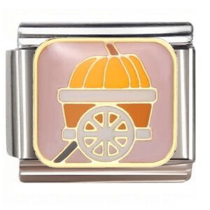 Pumpkin Cart Italian Charms Bracelet