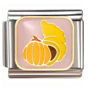 Pumpkin & Yellow Leaf Italian Charms Bracelet
