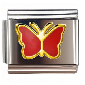 Golden Red Butterfly Italian Charms Bracelet
