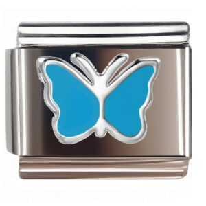 Silver-Blue Minimalist Butterfly Italian Charms Bracelet