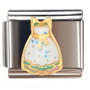 Cute Character in Golden Dress Italian Charms Bracelet
