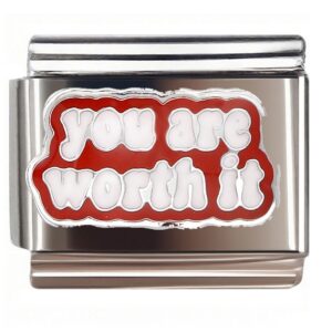 You Are Worth It Bubble Text Italian Charms Bracelet