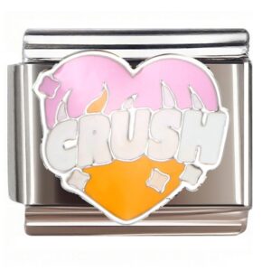 Pink Orange Crush Heart Italian Charms Bracelet