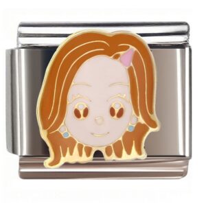 Cute Cartoon Girl with Pink Horn Italian Charms Bracelet