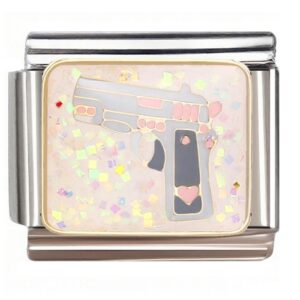 Cute Pastel Heart Gun Italian Charms Bracelet
