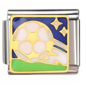 Golden Soccer Star Motion Italian Charms Bracelet