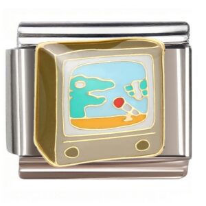 Retro TV Dino & Ball Italian Charms Bracelet