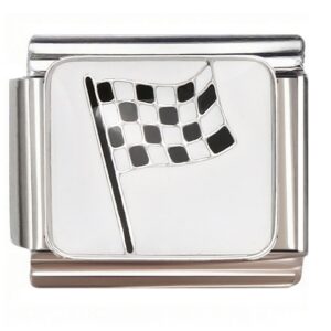 Checkered Racing Flag Italian Charms Bracelet
