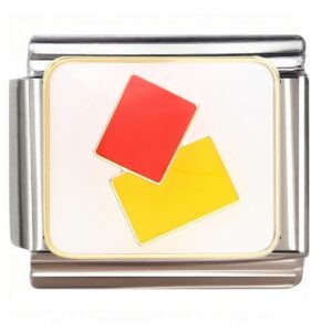 Red Yellow Rectangular Overlap Italian Charms Bracelet