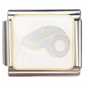 Gold Outlined Whistle Italian Charms Bracelet