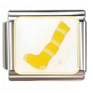Yellow Striped Sports Sock Italian Charms Bracelet
