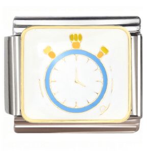 Blue Gold Stopwatch Italian Charms Bracelet