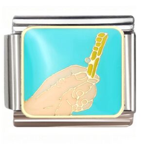 Hand Holding Flute Italian Charms Bracelet