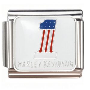Harley-Davidson Flag Number 1 Italian Charms Bracelet