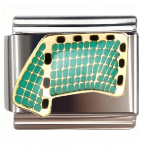 Teal Grid Sports Emblem Italian Charms Bracelet