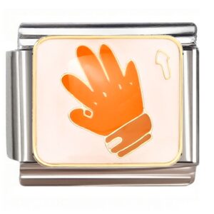 Orange Sports Glove & Whistle Italian Charms Bracelet