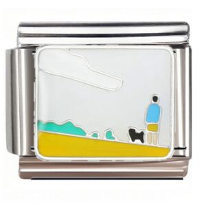 Minimalist Cat and Man Nature Scene Italian Charms Bracelet