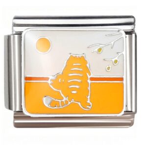 Orange Cat Sunset Design Italian Charms Bracelet
