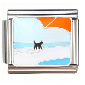 Color-Blocked Cat Silhouette Italian Charms Bracelet