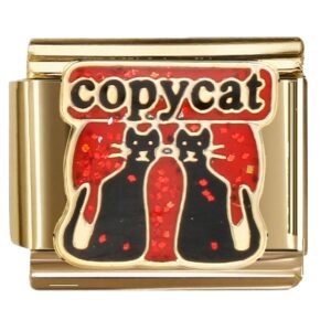 Copycat Two Black Cats Italian Charms Bracelet