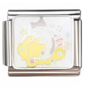 Pastel Cartoon Cat with Yellow Body Italian Charms Bracelet