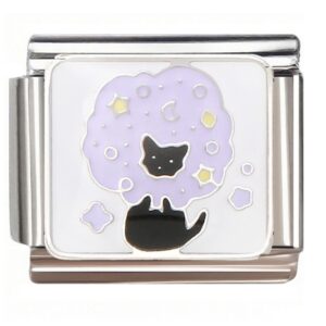 Purple Cloud Black Cat Italian Charms Bracelet