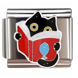 Reading Black Cat Italian Charms Bracelet