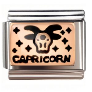 Capricorn Stylized Goat Head Italian Charms Bracelet