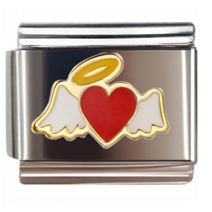 Angel Heart with Wings and Halo Italian Charms Bracelet