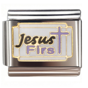 Jesus Firs Cross Badge Italian Charms Bracelet