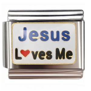 Jesus Loves Me Heart Italian Charms Bracelet