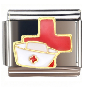 Red Cross Nurse Cap Italian Charms Bracelet