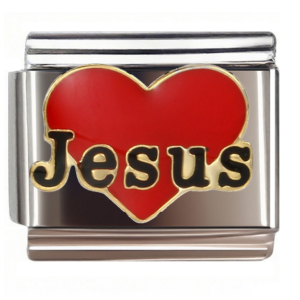 Jesus Red Heart Italian Charms Bracelet