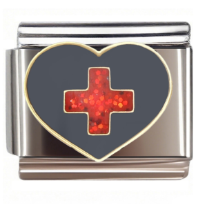 Red Cross Heart Italian Charms Bracelet