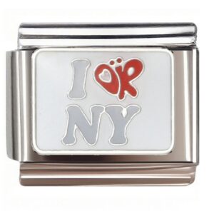 I Love NY Heart Design Italian Charms Bracelet