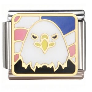Cartoon Bald Eagle Geometric Italian Charms Bracelet