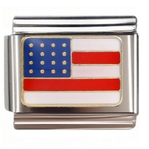 16-Star US Flag Design Italian Charms Bracelet
