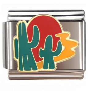 Desert Cactus Sunset Italian Charms Bracelet