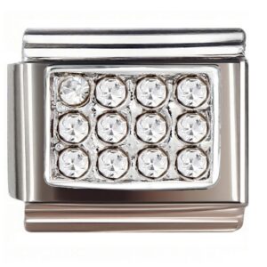 Square Crystal Grid Italian Charms Bracelet