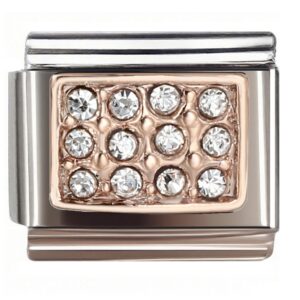 Square Crystal Pave Grid Italian Charms Bracelet
