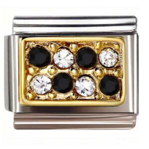 Checkerboard Gem Square Italian Charms Bracelet