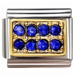 Blue Gem Square Cluster Italian Charms Bracelet