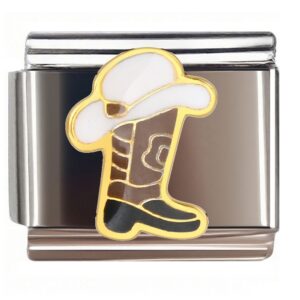 Cowboy Boot with Hat Italian Charms Bracelet