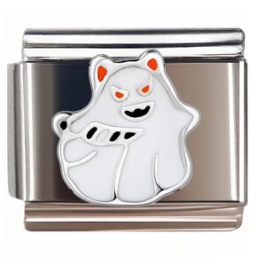 Orange-Eared Halloween Ghost Italian Charms Bracelet