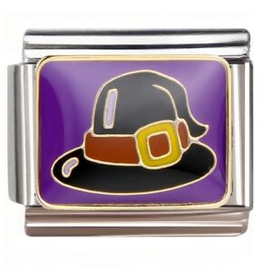 Halloween Hat with Yellow Buckle Italian Charms Bracelet