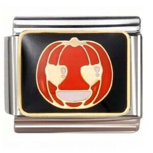 Red Pumpkin Jack-o'-Lantern Italian Charms Bracelet